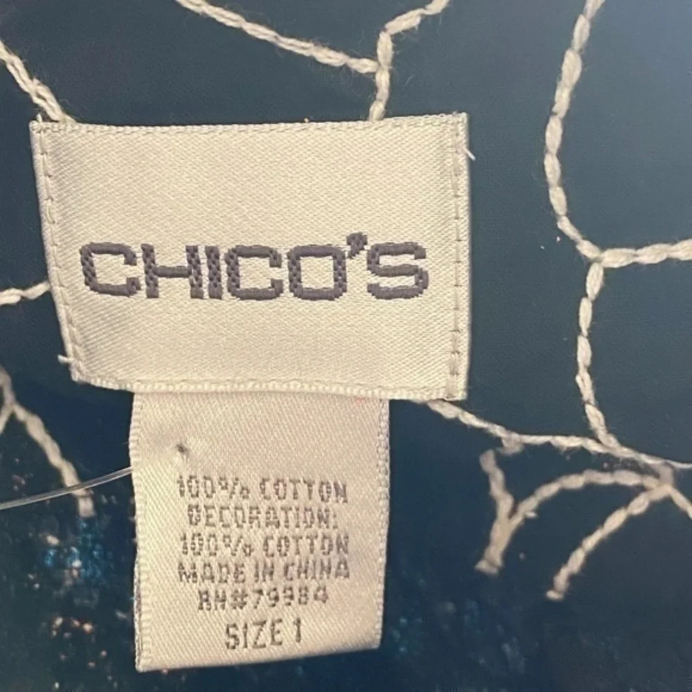 Chico's Black Floral Embroider Skirt Size 1 Medium